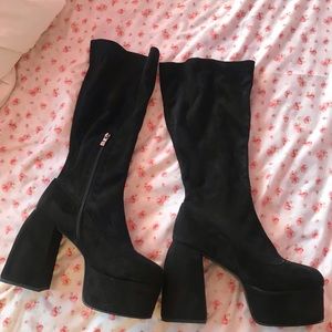 Black platform high heel boots